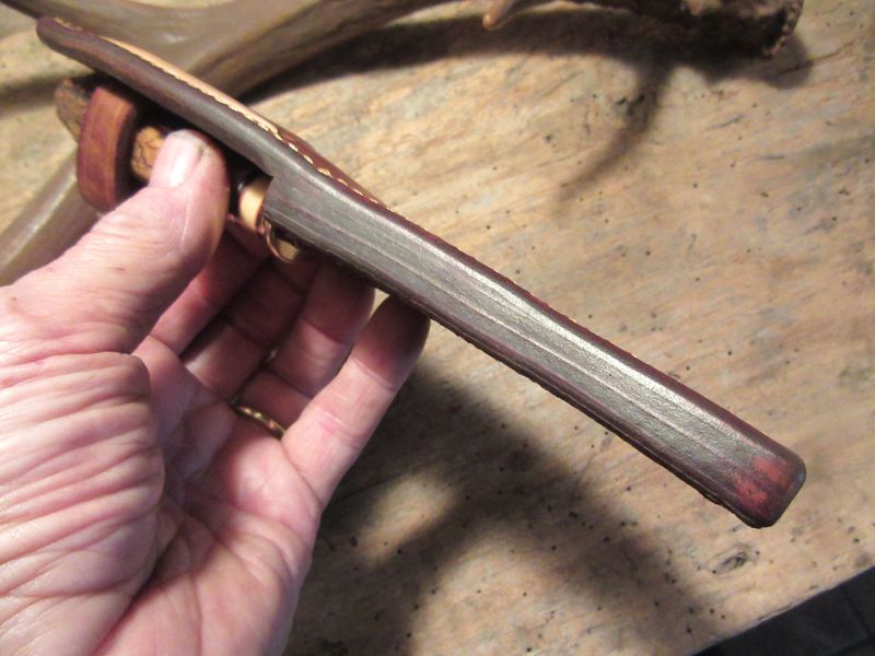 J. Behring Handmade Deer & Trout Stag Compass beaver Tail Sheath