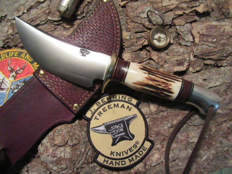 J. Behring Fox River 5" Stag Horse Hide Aluminum Beaver Tail Sheath