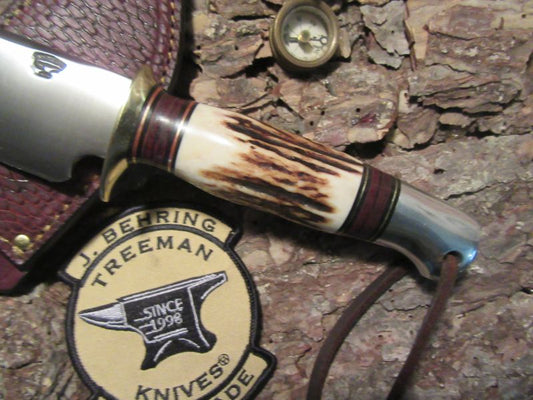 J. Behring Fox River 5" Stag Horse Hide Aluminum Beaver Tail Sheath