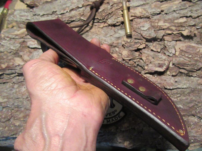 J. Behring Fox River 5" Stag Horse Hide Aluminum Beaver Tail Sheath