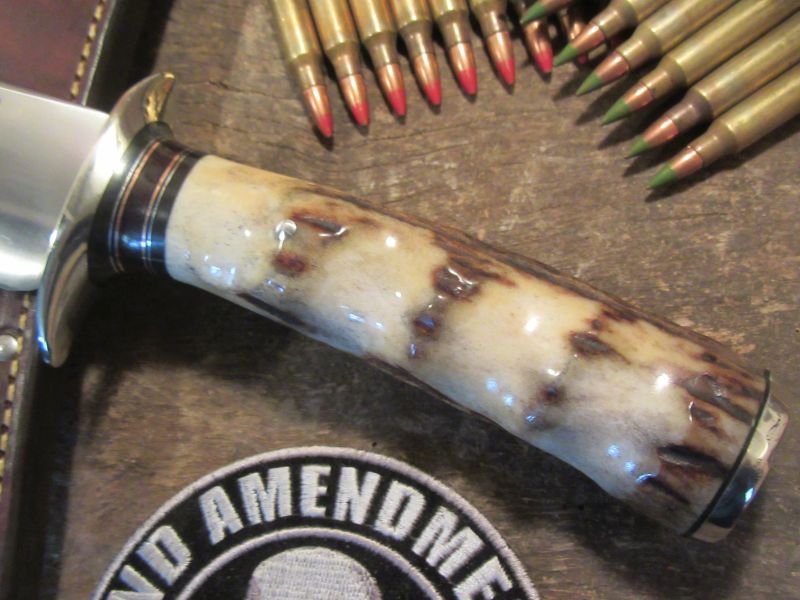 Treeman Double Skull Fighter Stag Finger Grip Handle BIG Fighter !