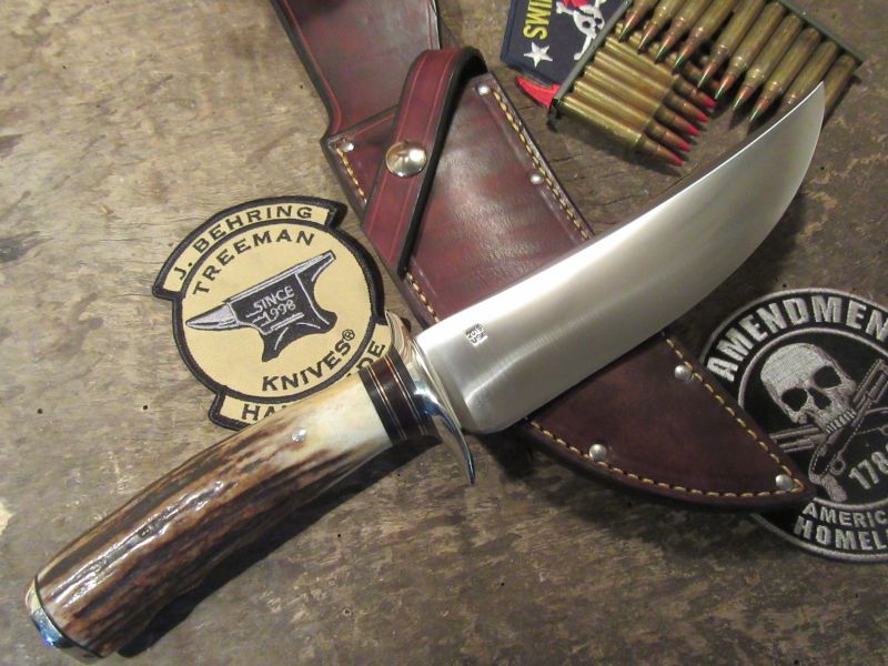 Treeman Double Skull Fighter Stag Finger Grip Handle BIG Fighter !