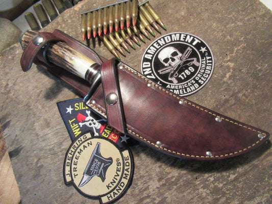 Treeman Double Skull Fighter Stag Finger Grip Handle BIG Fighter !