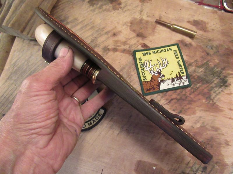 J. Behring Handmade Nesmonk Musk Ox Birds Head handle Ostrich leg sheath