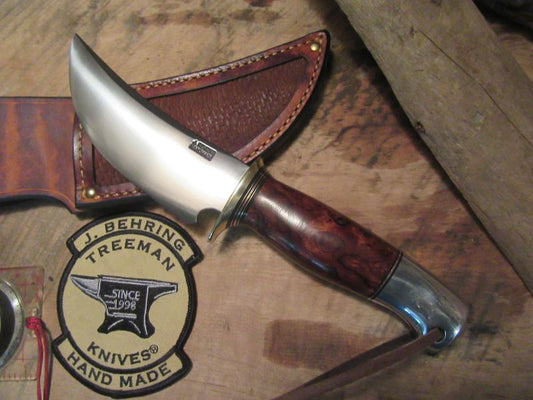 J. Behring Handmade Fox River Desert Iron Wood  Aluminum Crows beak  Beaver Tail Sheath