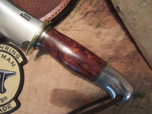 J. Behring Handmade Fox River Desert Iron Wood  Aluminum Crows beak  Beaver Tail Sheath