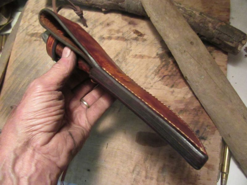 J. Behring Handmade Fox River Desert Iron Wood Aluminum Crows beak Beaver Tail Sheath