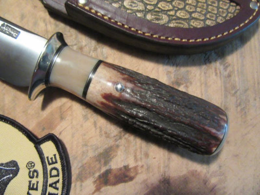 J. Behring Handmade South Dakota caper Walrus Ivory Sambar Red Stag Ox Butt Cap