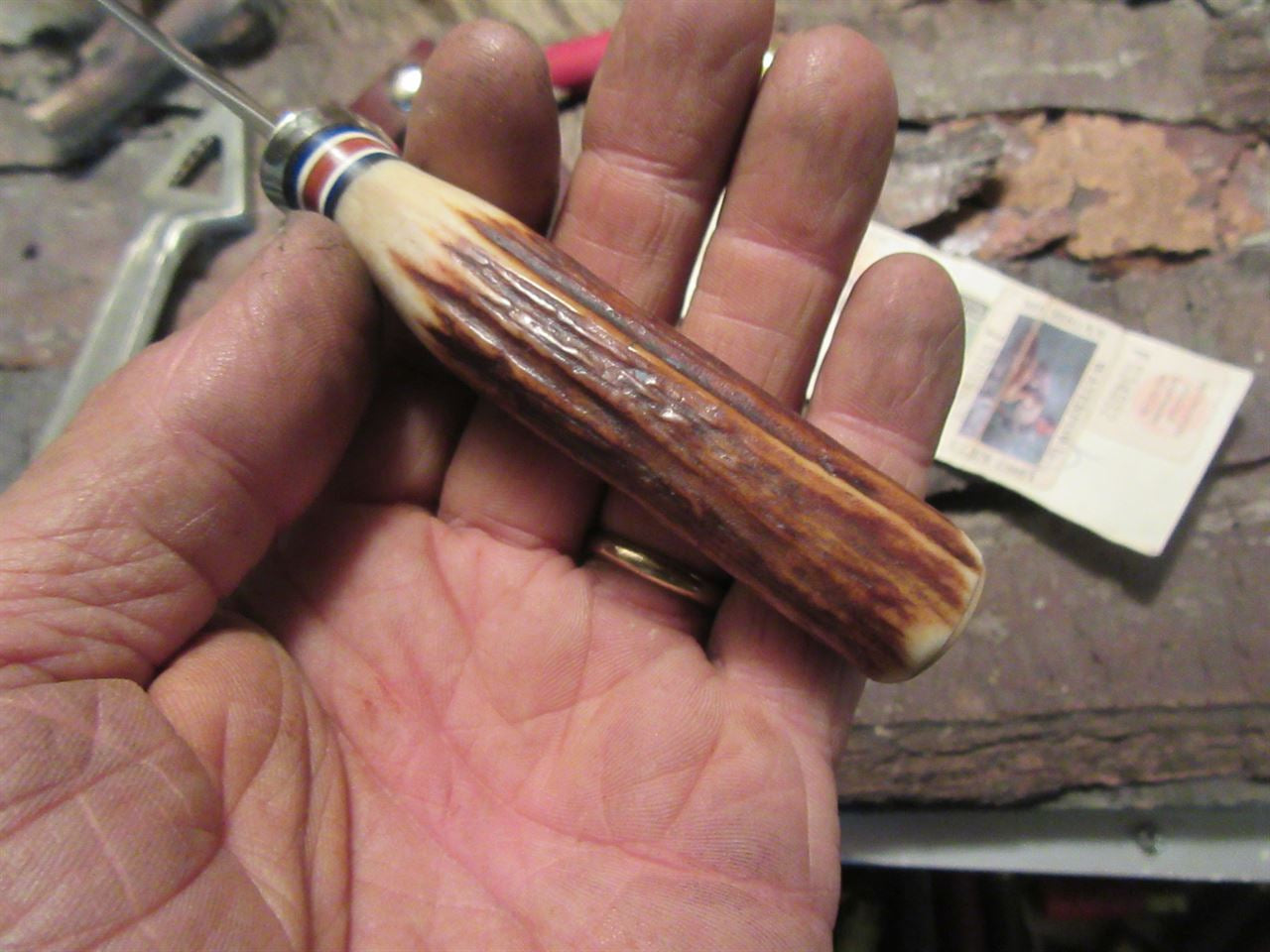 J. Behring Handmade Trout 120 year old Stag beaver Tail Sheath