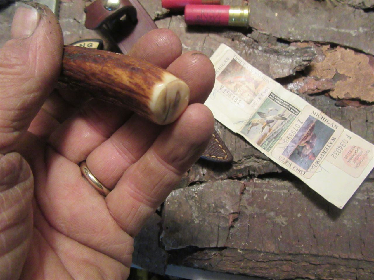 J. Behring Handmade Trout 120 year old Stag beaver Tail Sheath