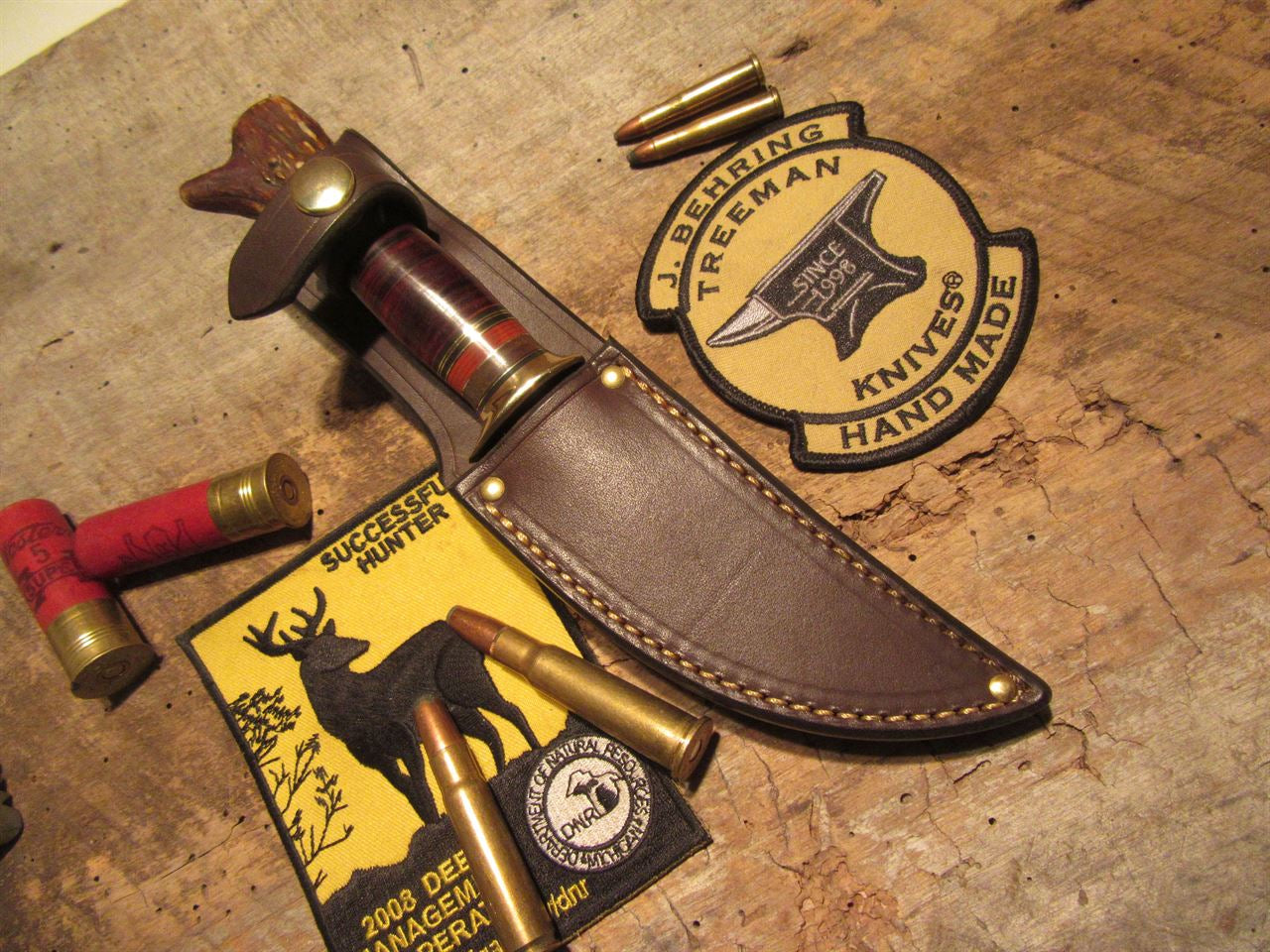 J. Behring Deer & Trout Horsehide Crotch stag brass cap
