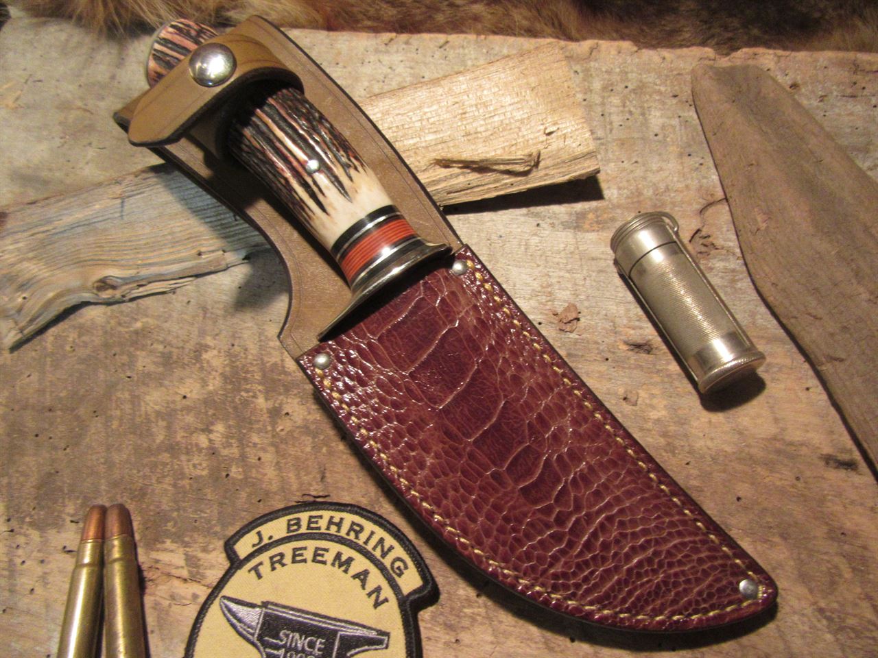 J.Behring Handmade Fox River Hunter Killer Stag Ox Butt