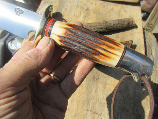 J. Behring Handmade  Stag Aluminum Huron Hunter 7" Blade