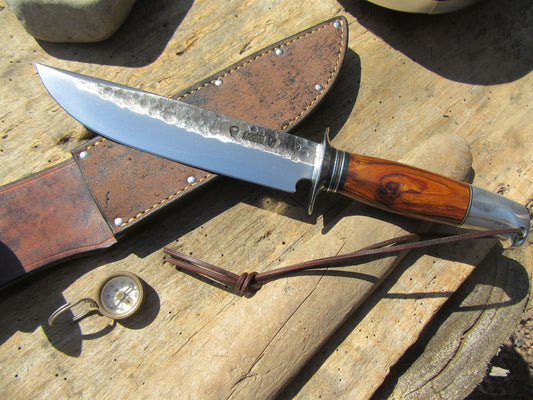 J. Behring Handmade DBL Skull Fighter Hammermark Ironwood with aluminum crows beak butt.