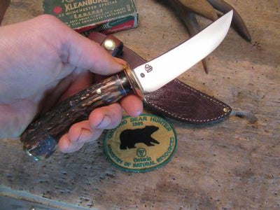 J.Behring Handmade Stainless Finger Grip Stag Deer & Trout