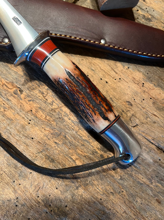 J. Behring Handmade 7" Filet Knife Stag Aluminum AEB-L Stainless