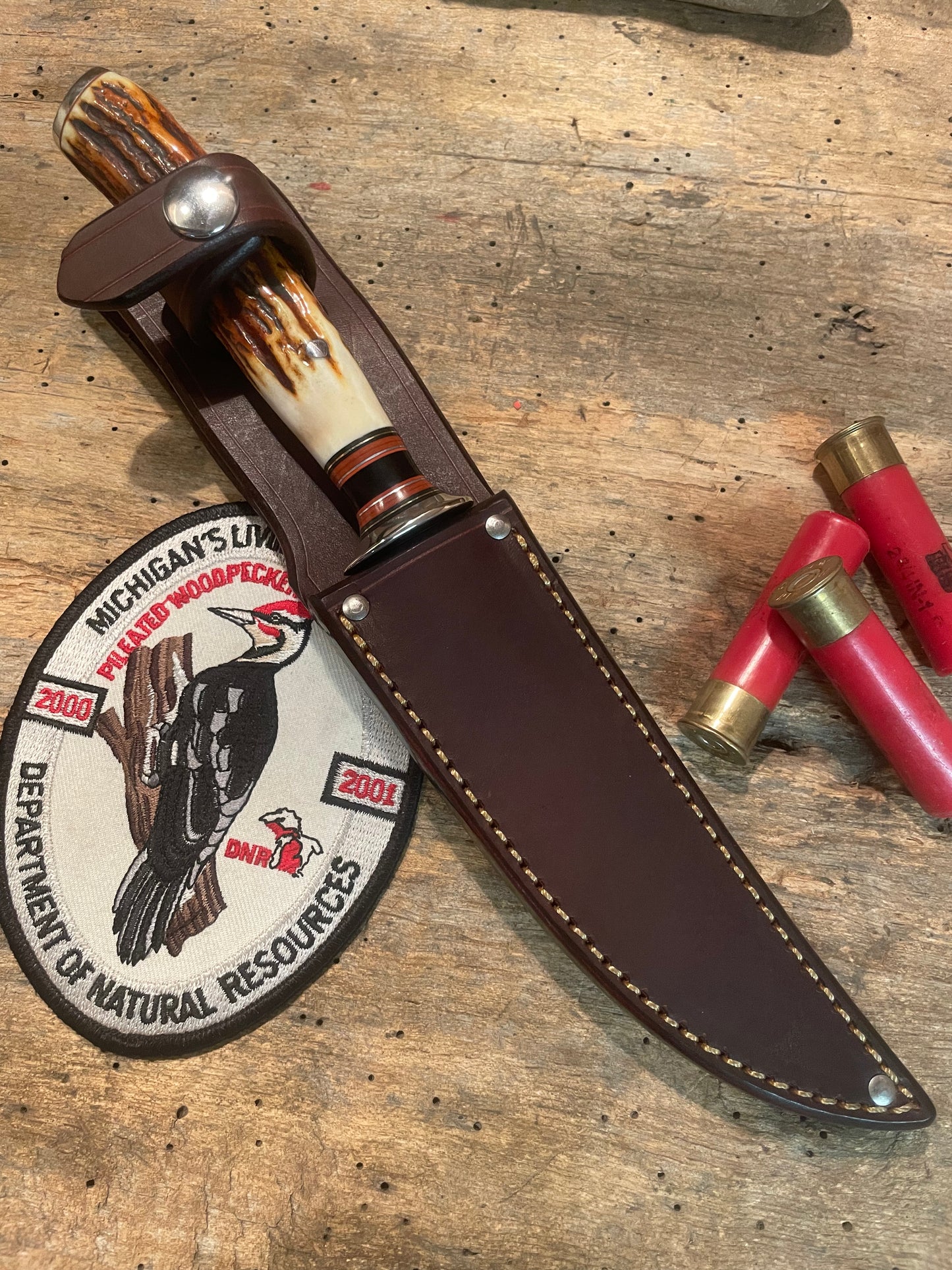 J.Behring Handmade Stainless Red Stag Deer & Trout 5"