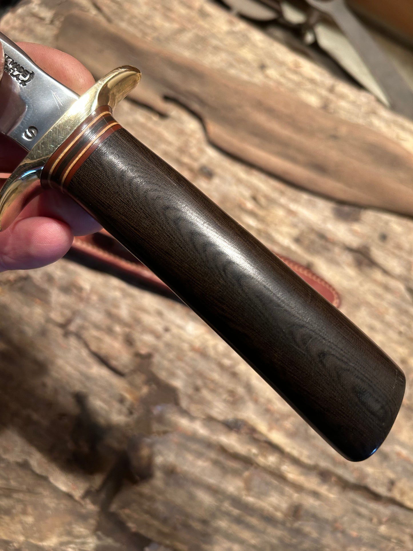 Randall Model 1-8 Green Linen Low S stamp  Johnson rough back sheath 2 tone stone Rare !