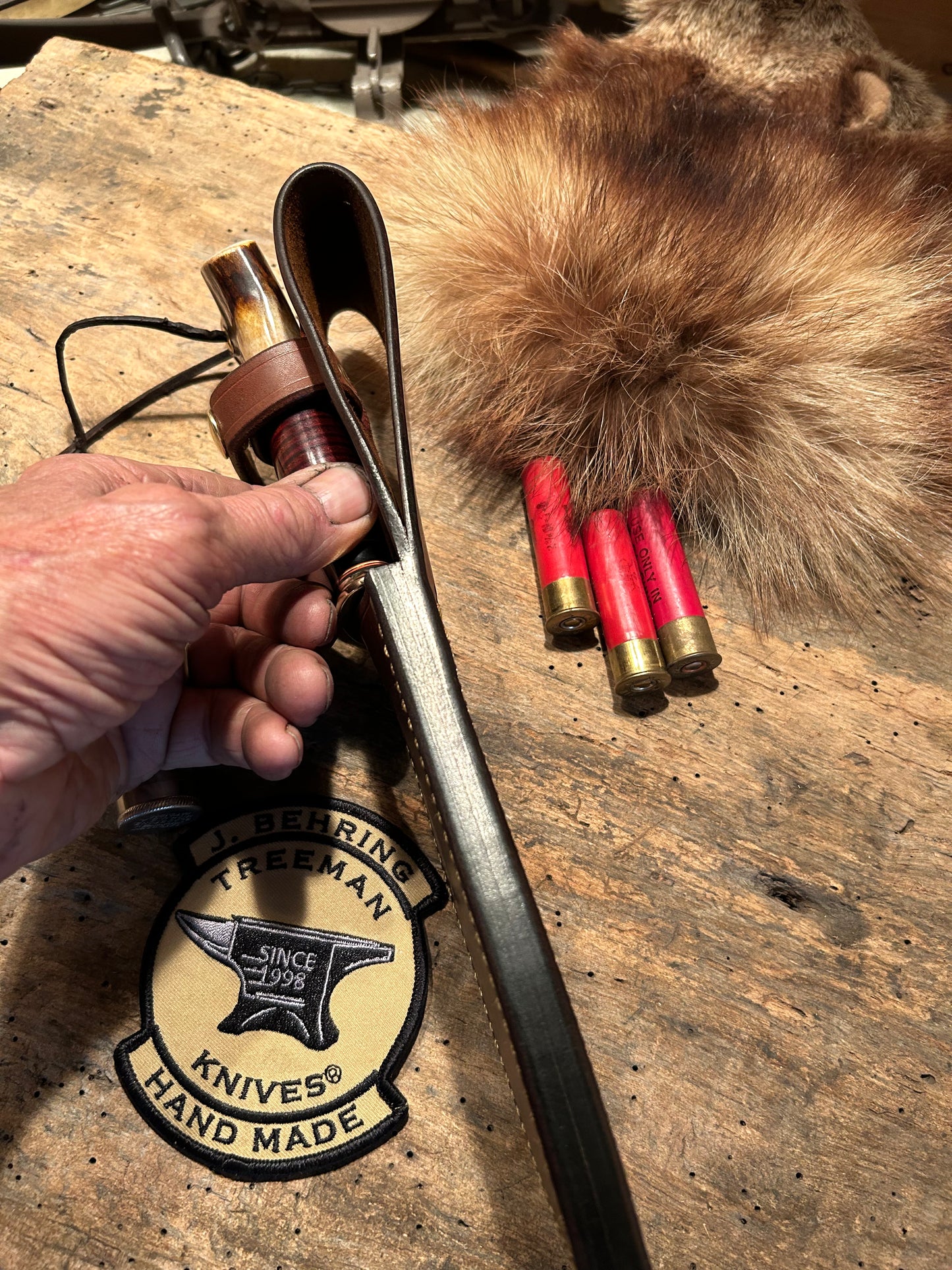 J. Behring Handmade Woodcraft 5 1/2" Blade Horsehide Crotch stag