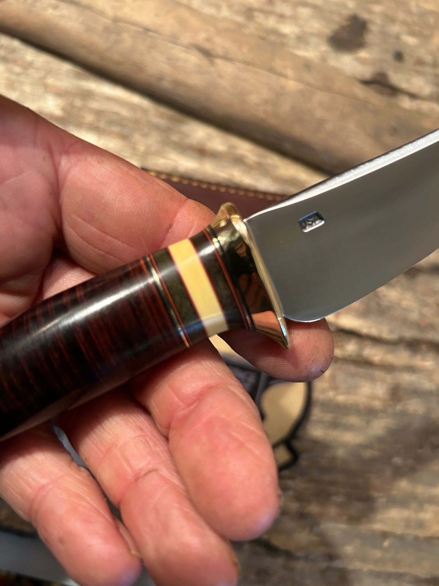 Treeman Deer & Trout 4" Brass Crown Stag  Horse Hide