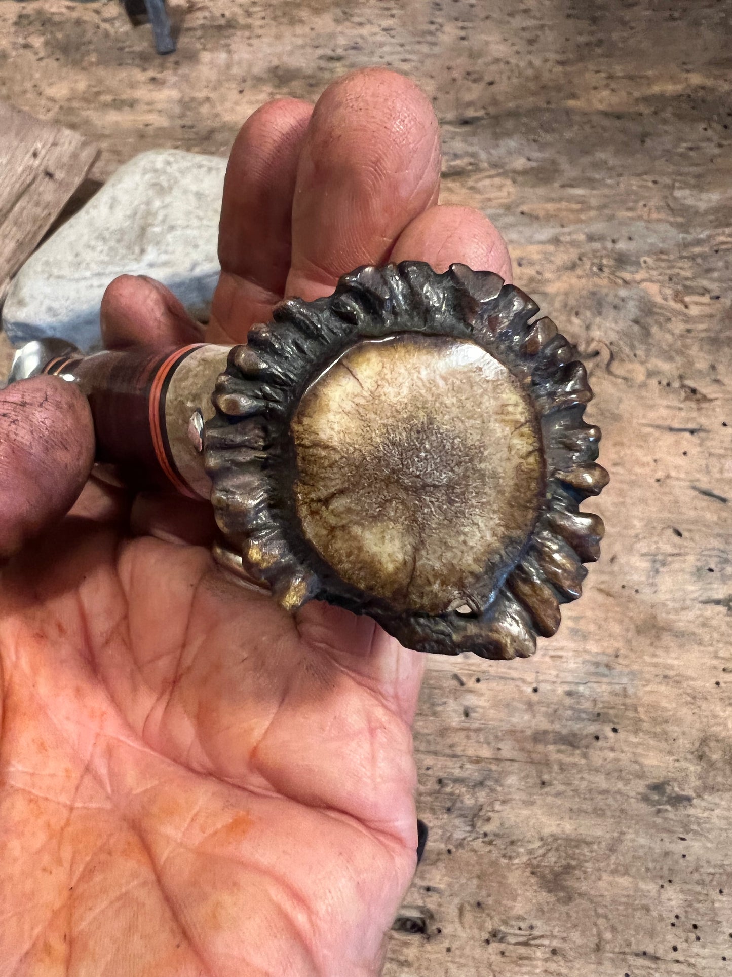 Treeman Deer & Trout Knife  4 1/2" NS hrose hide Crown Stag