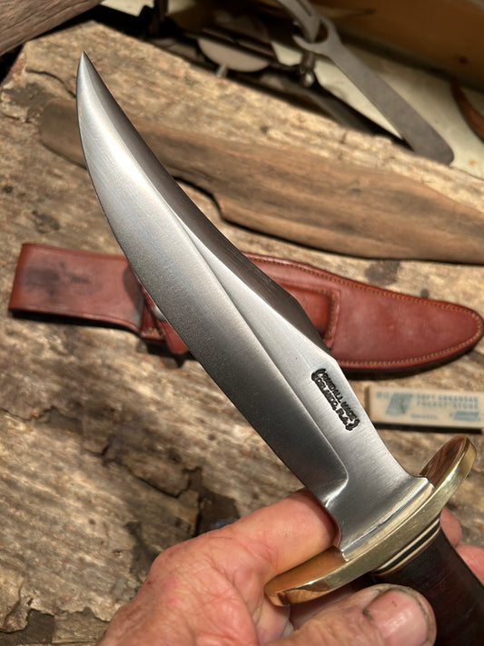 Randall Model 12-8 Big Bear Bowie 1971 Rough Back Sheath White Stone  Exc condition