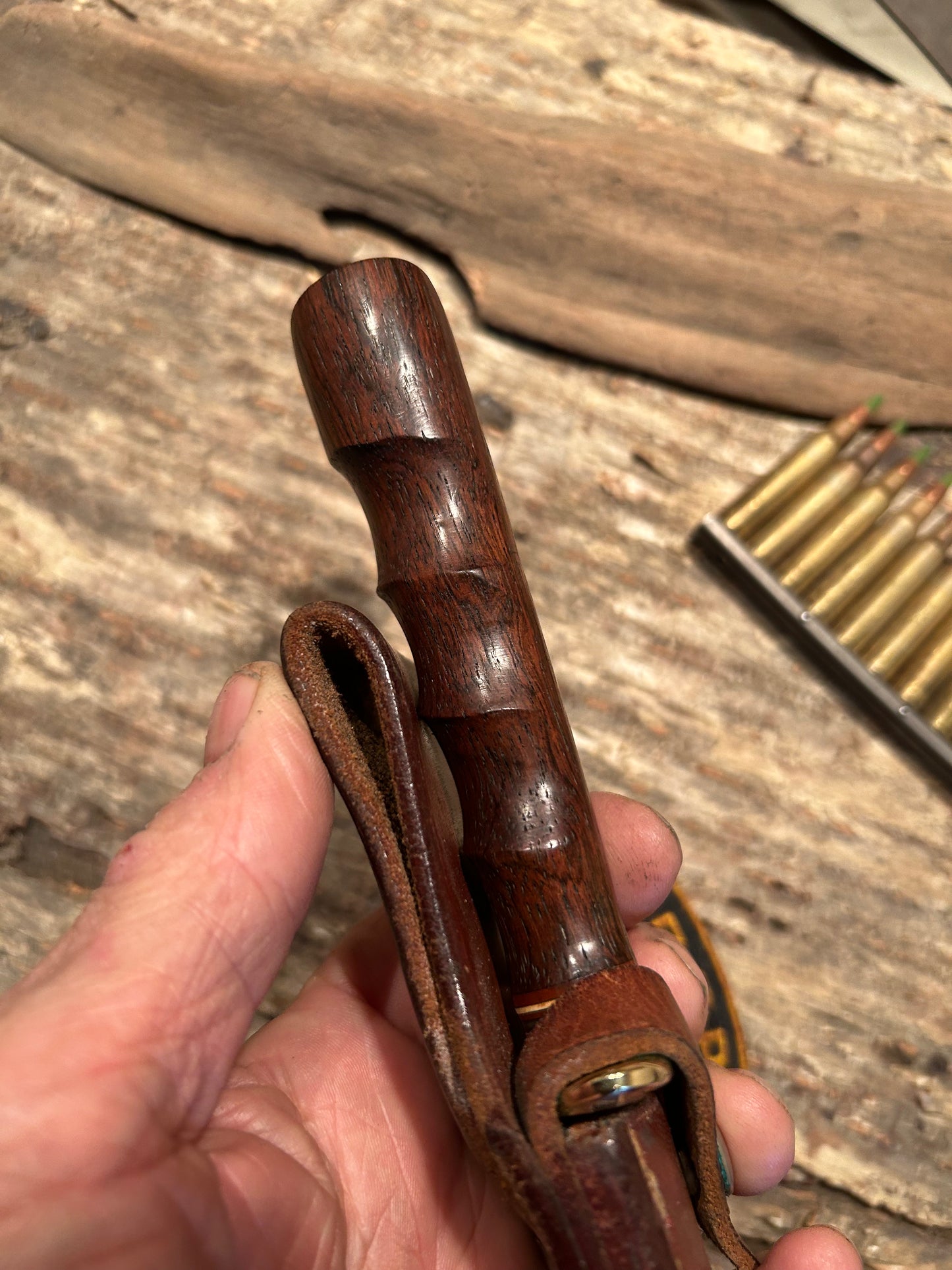 Randall Vintage 1970s Model 1-8 Fighter Johnson sheath Wood finger grip handle