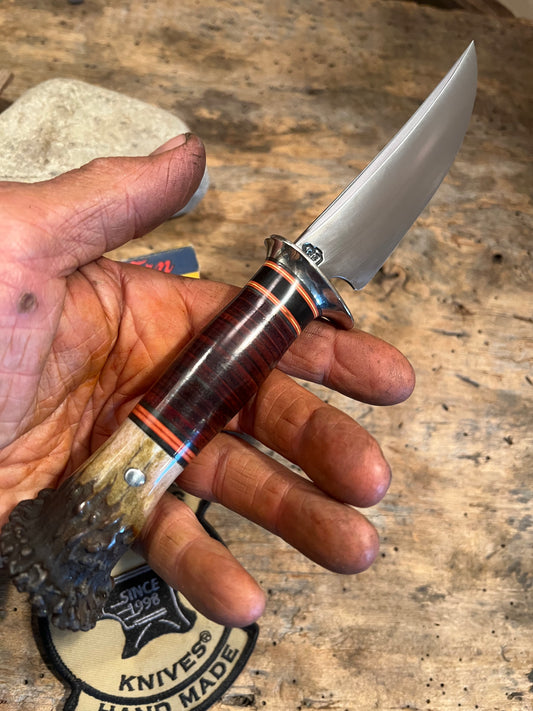 Treeman Deer & Trout Knife  4 1/2" NS hrose hide Crown Stag