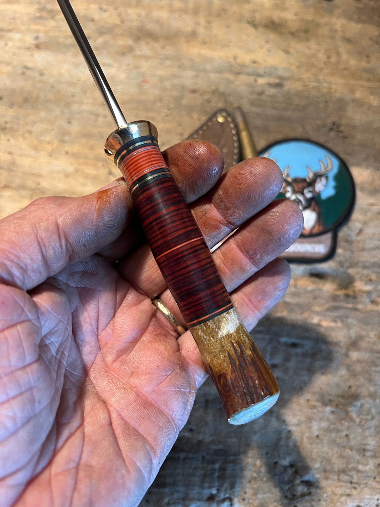 J. Behring Handmade Caper Horsehide crotch Stag Giraffe Sheath