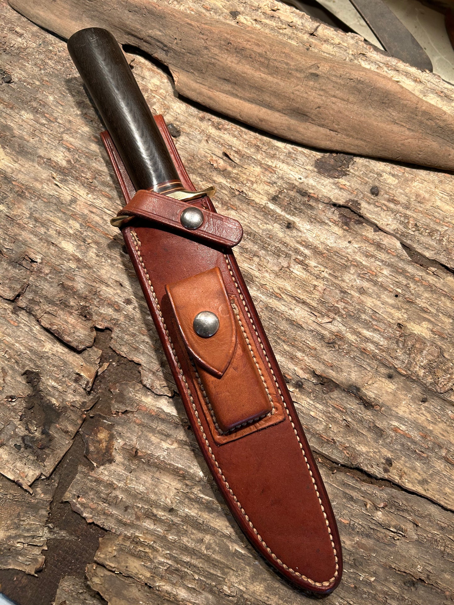 Randall Model 1-8 Green Linen Low S stamp  Johnson rough back sheath 2 tone stone Rare !