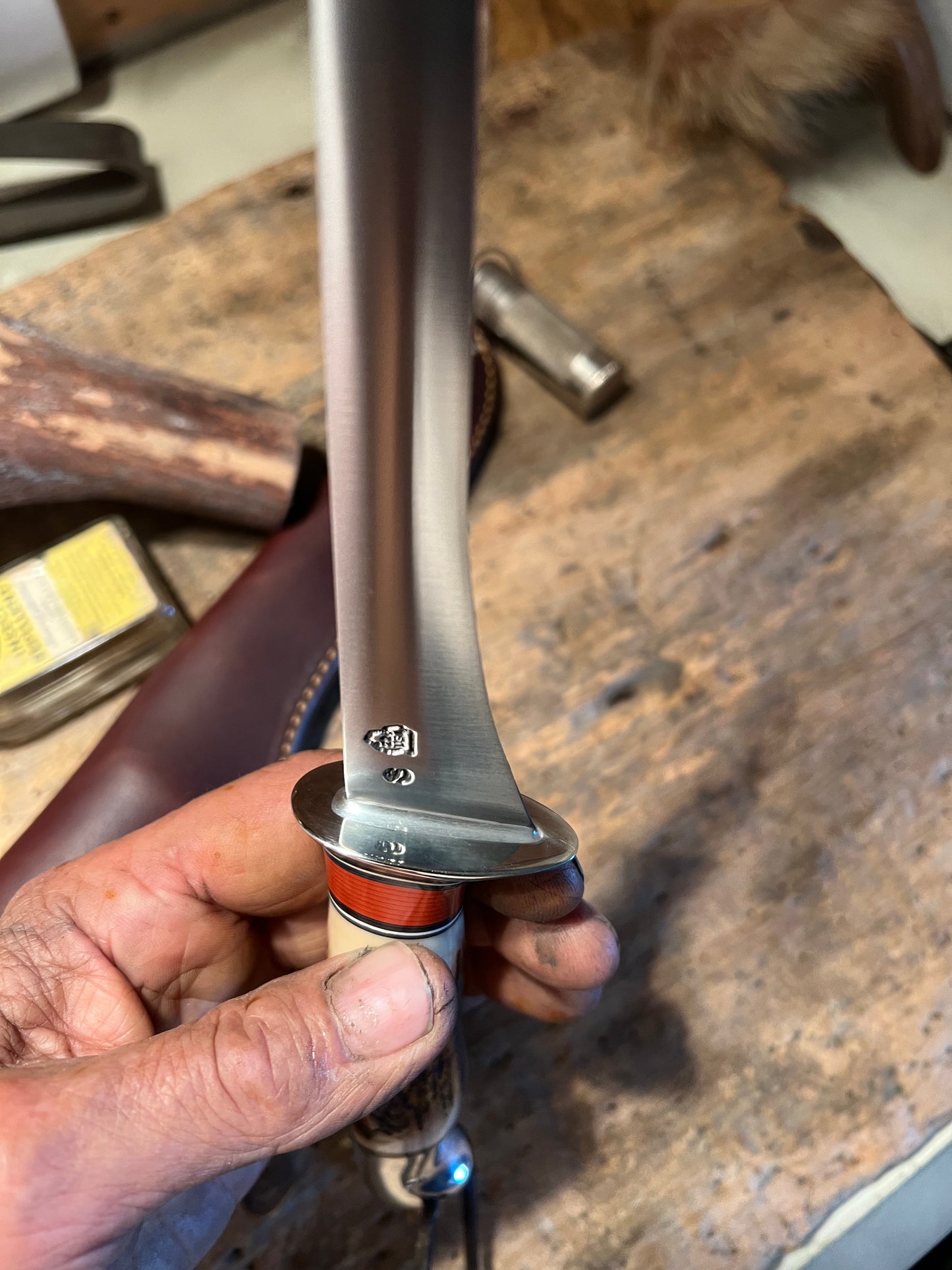 J. Behring Handmade 7" Filet Knife Stag Aluminum AEB-L Stainless