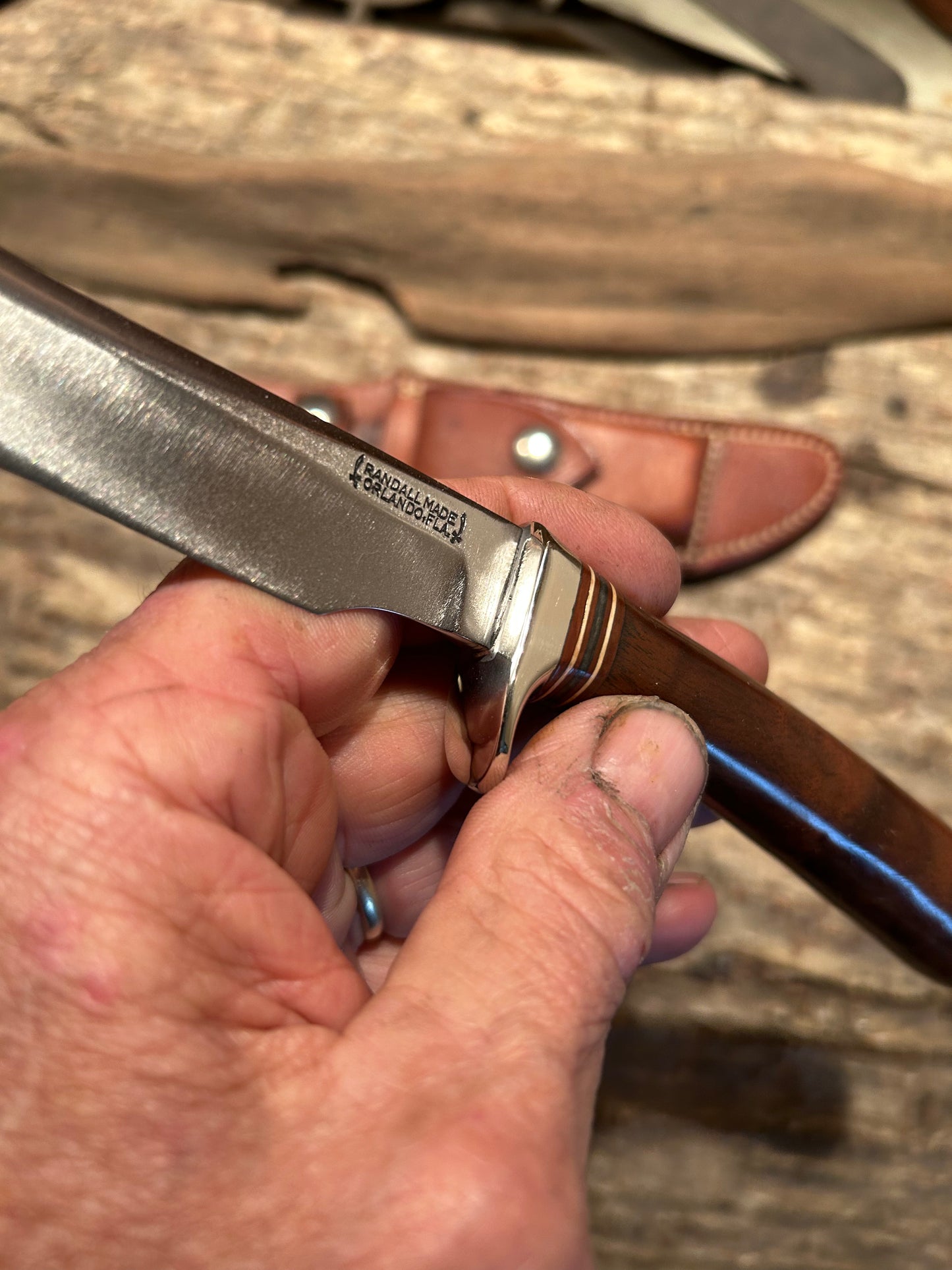 Randall Model 4 - 4 1/2" Sterling silver guard walnut handle 1960s