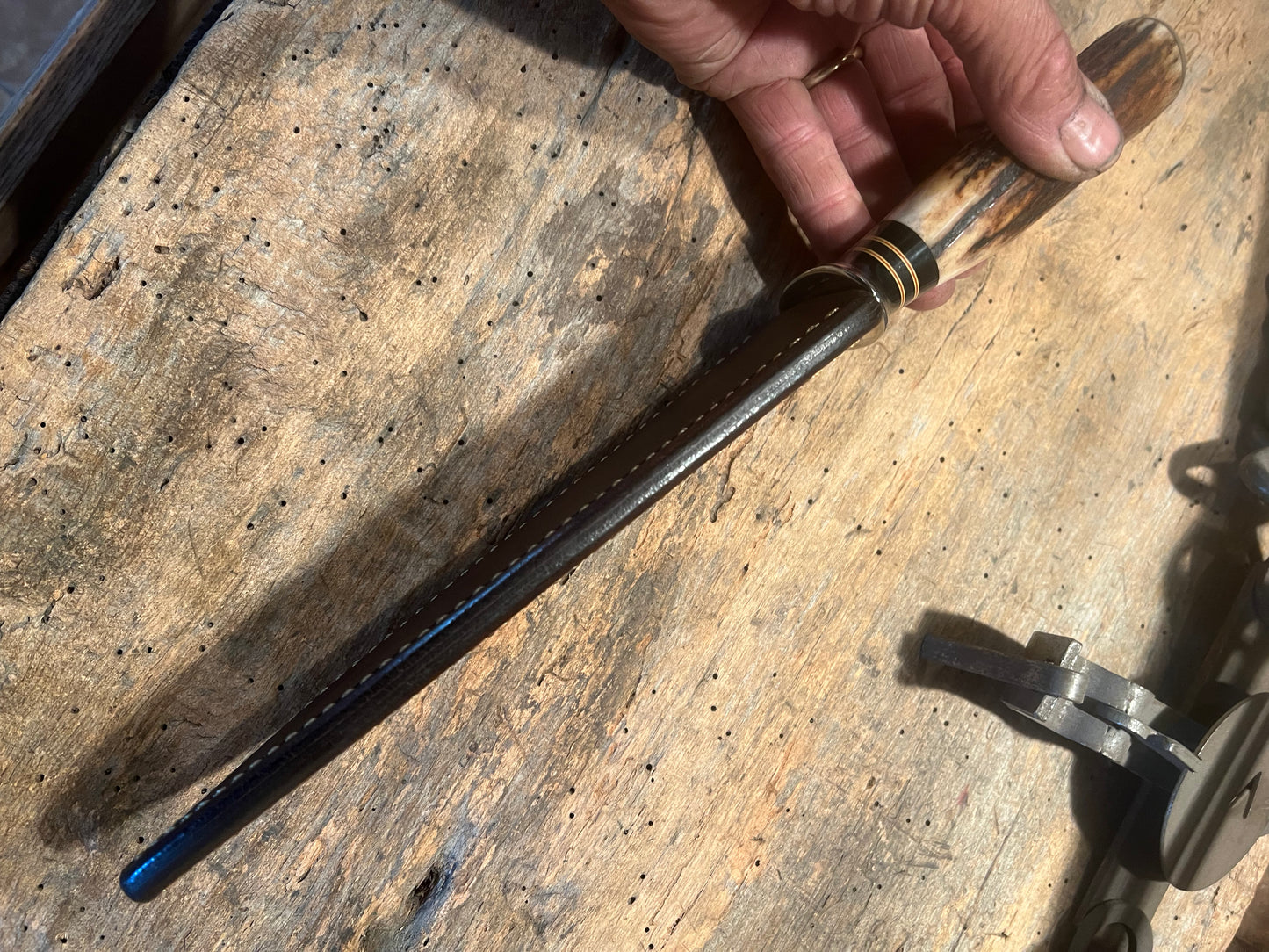 J. Behring Handmade Chefs Knife AEB_L Stainless Stag Musk ox