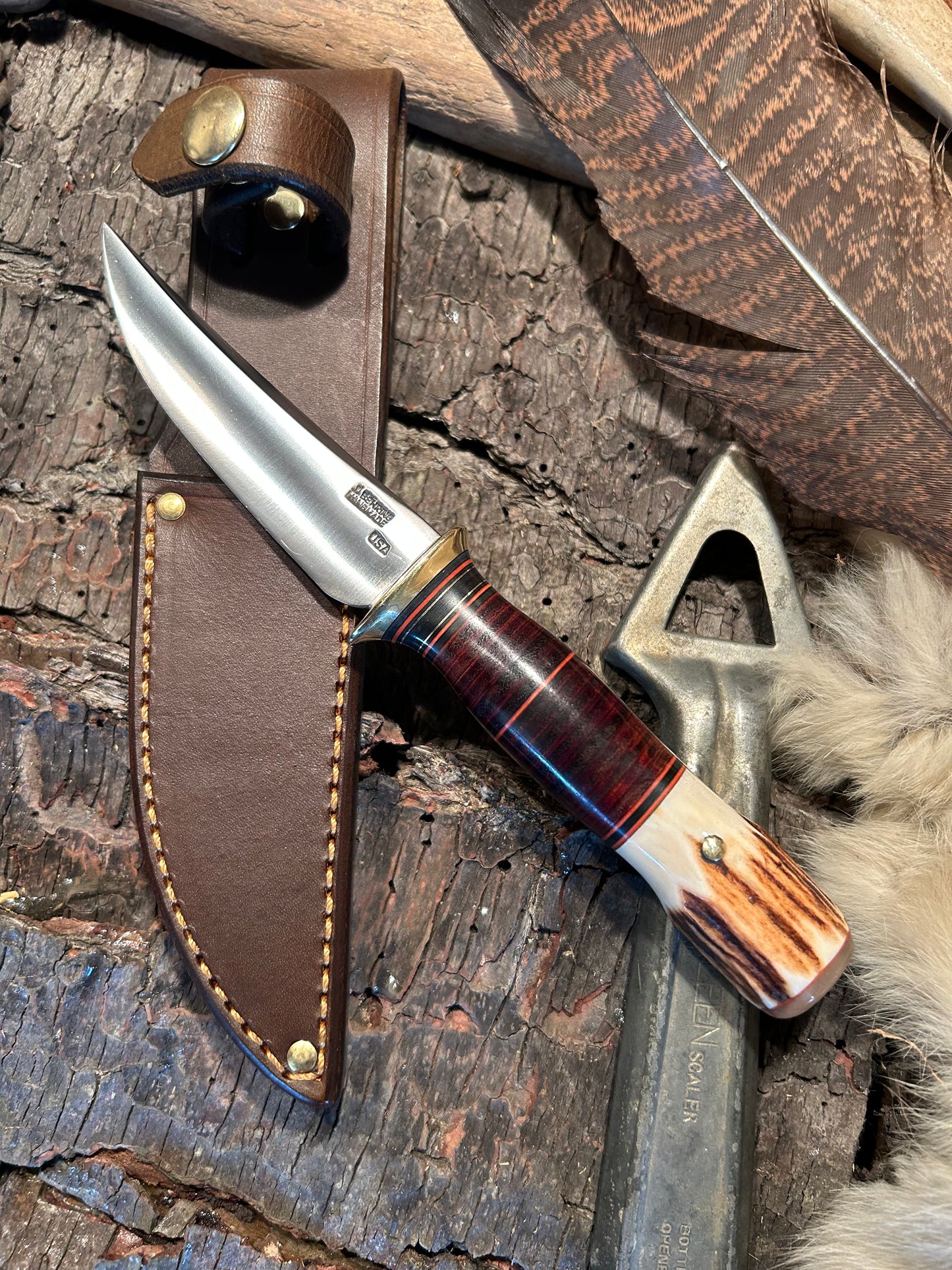 J. Behring Deer & Trout AEB-L Stainless Horsehide Stag Musk Ox