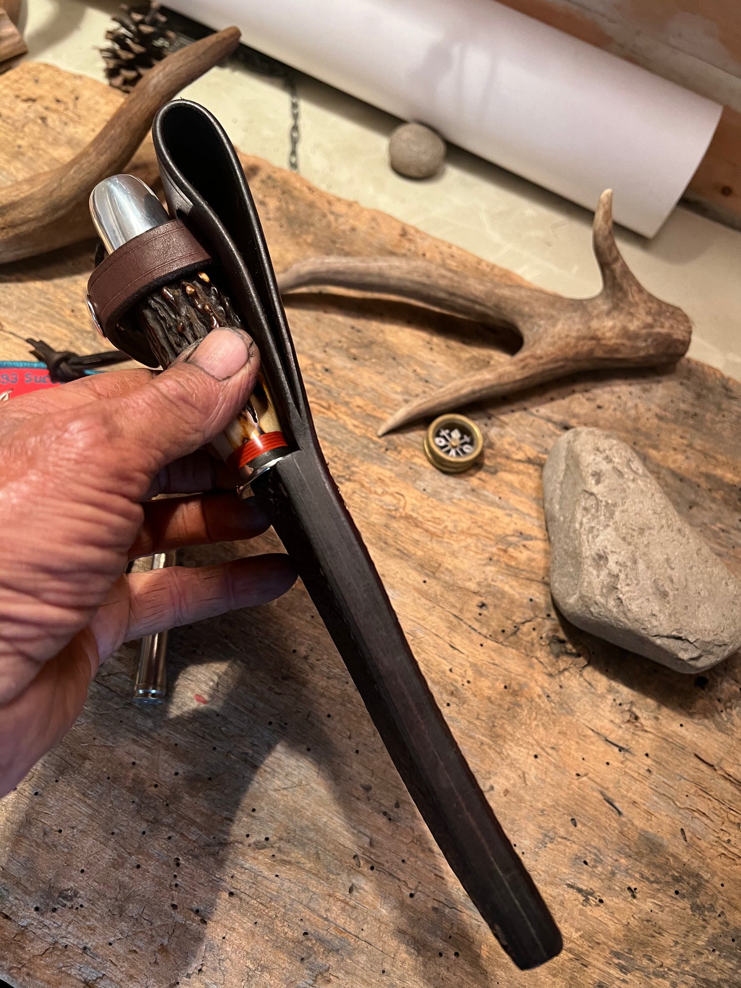 Fox River AAA 120 year old stag Aluminum Butt Shark Sheath