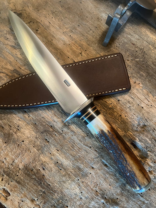 J. Behring Handmade Chefs Knife AEB_L Stainless Stag Musk ox