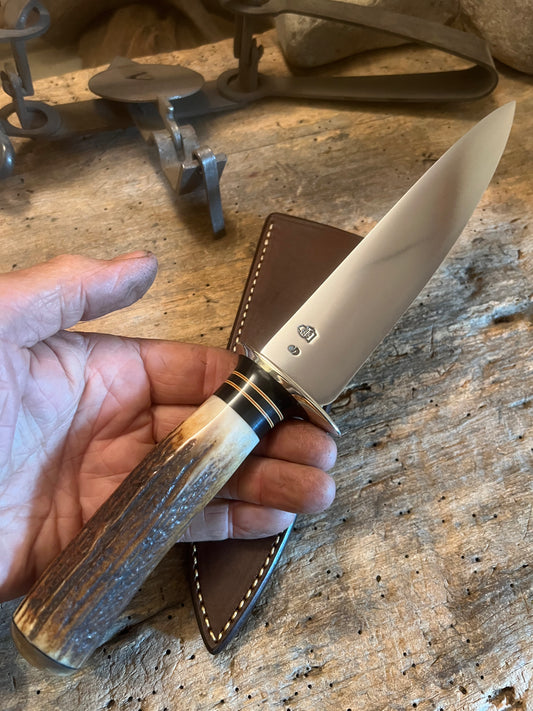 J. Behring Handmade Chefs Knife AEB_L Stainless Stag Musk ox
