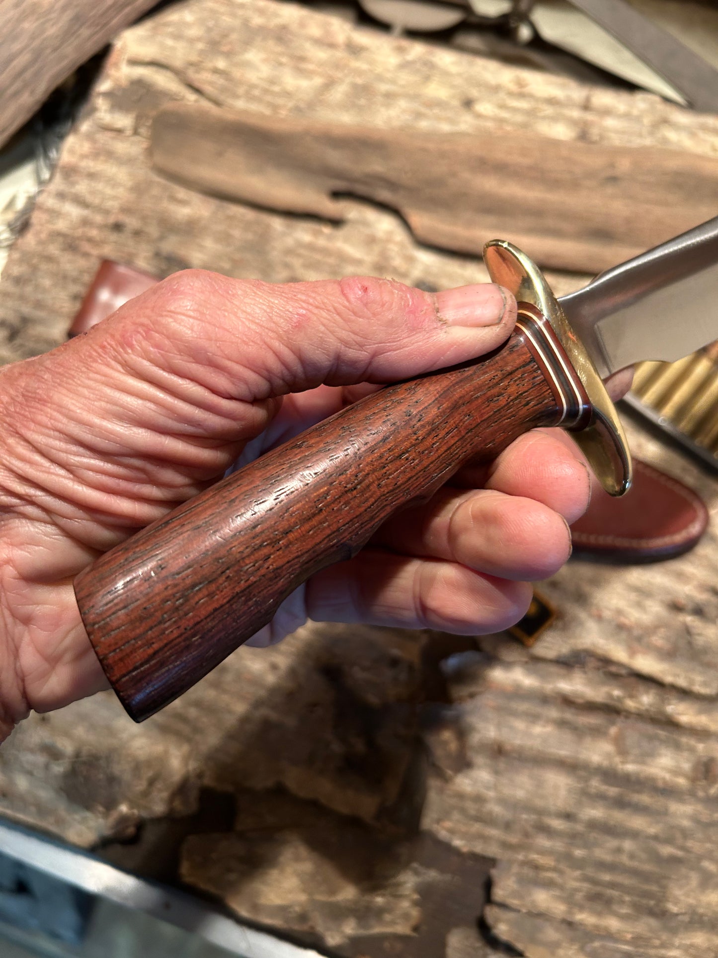 Randall Vintage 1970s Model 1-8 Fighter Johnson sheath Wood finger grip handle