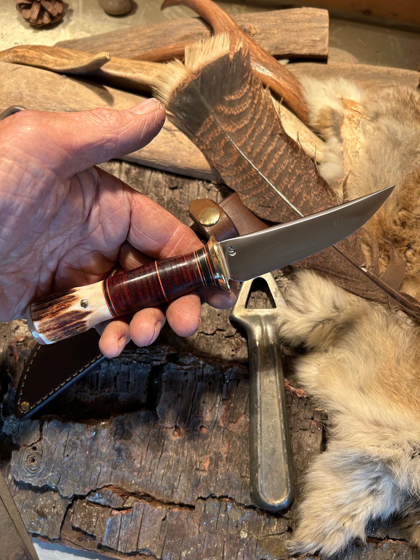 J. Behring Deer & Trout AEB-L Stainless Horsehide Stag Musk Ox