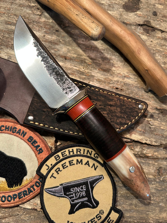 Treeman Iron Mountain Hunter Hammer mark Horse Hide Ivory Butt  Giraffe Sheath