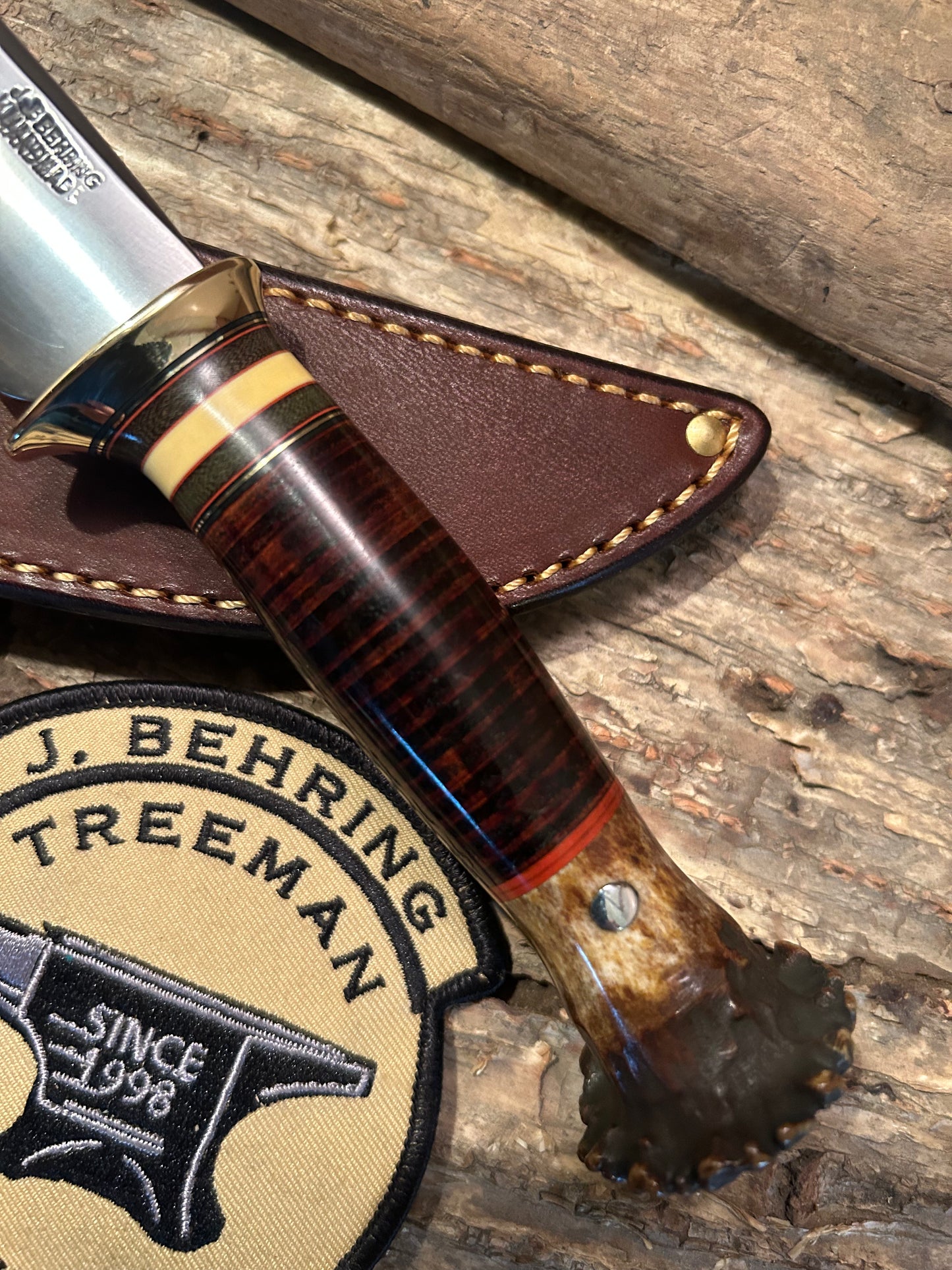 Treeman Deer & Trout 4" Brass Crown Stag  Horse Hide