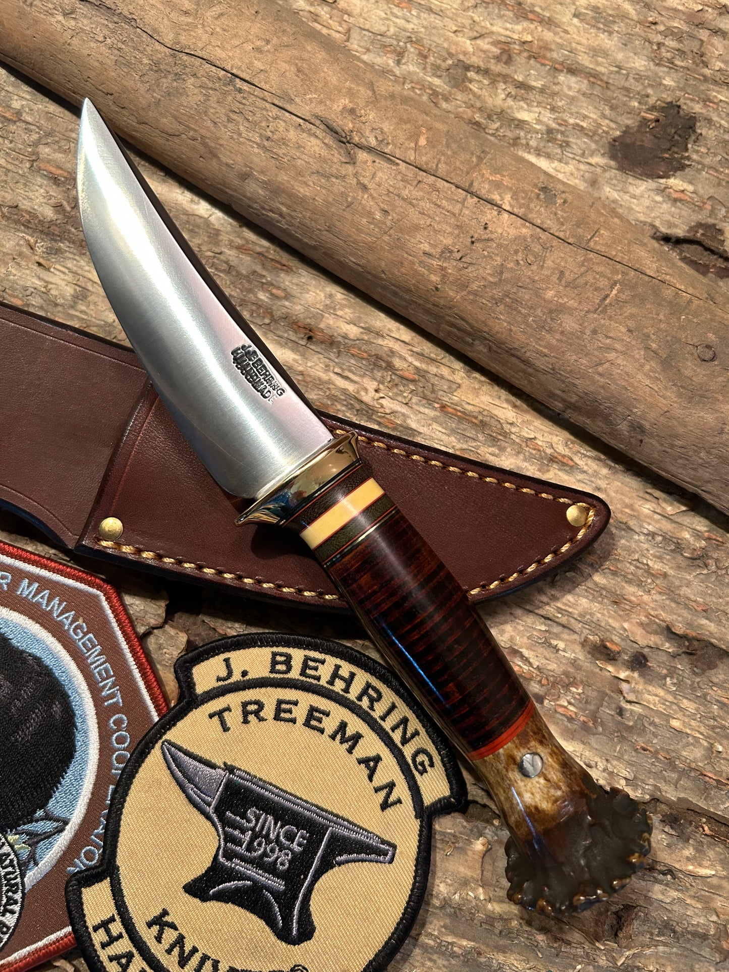 Treeman Deer & Trout 4" Brass Crown Stag  Horse Hide