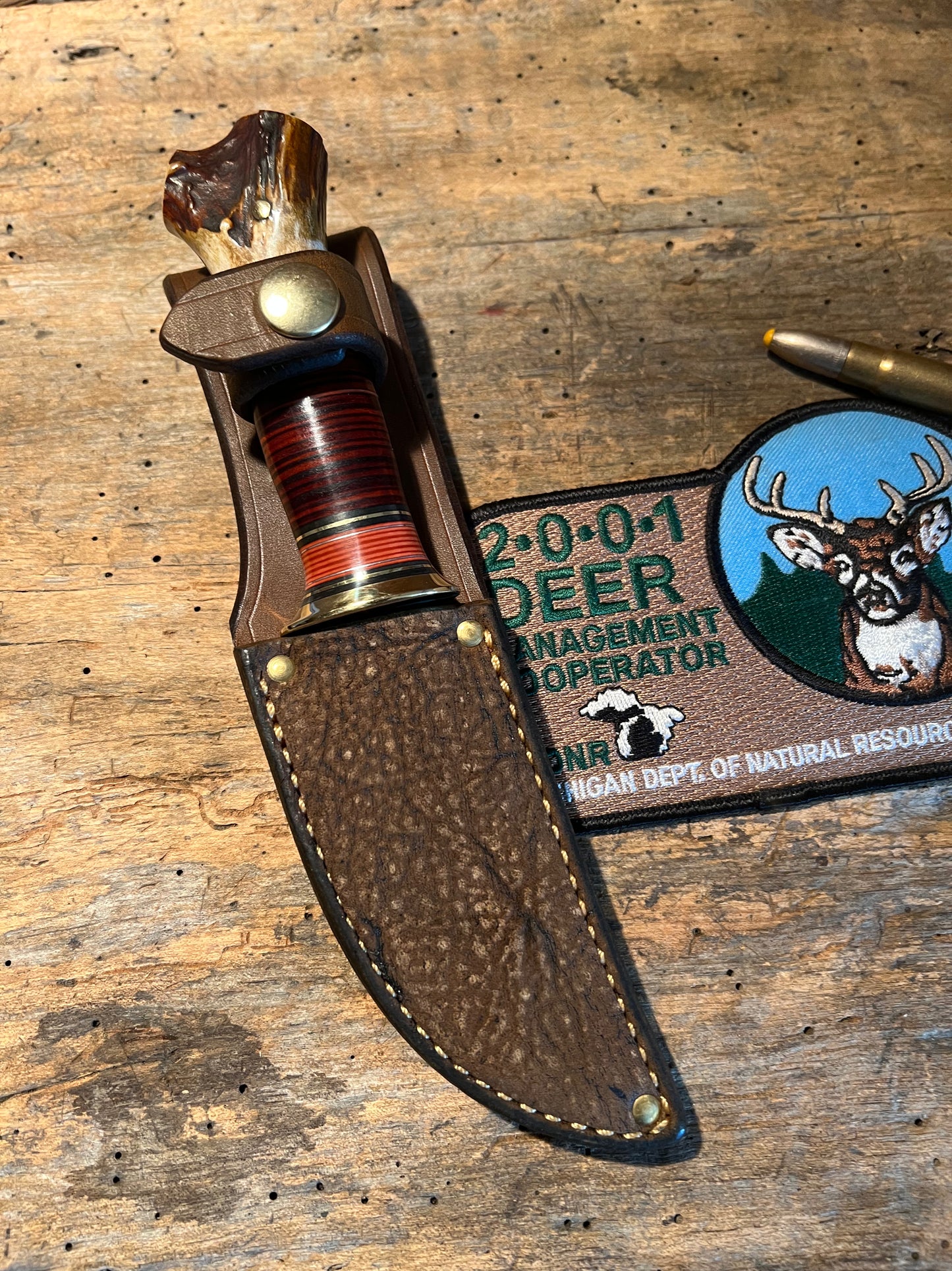 J. Behring Handmade Caper Horsehide crotch Stag Giraffe Sheath