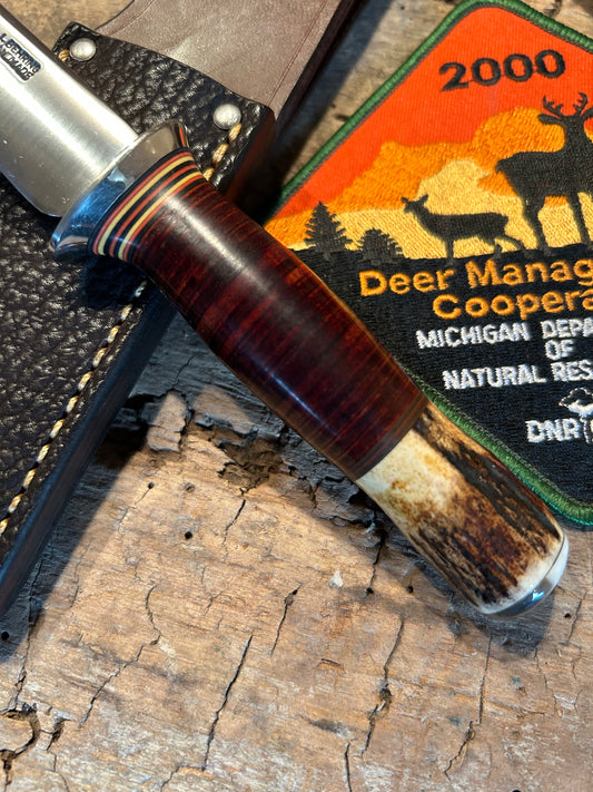 J. Behring Old School Horse Hide Stag Ox Stainless Trout Knife