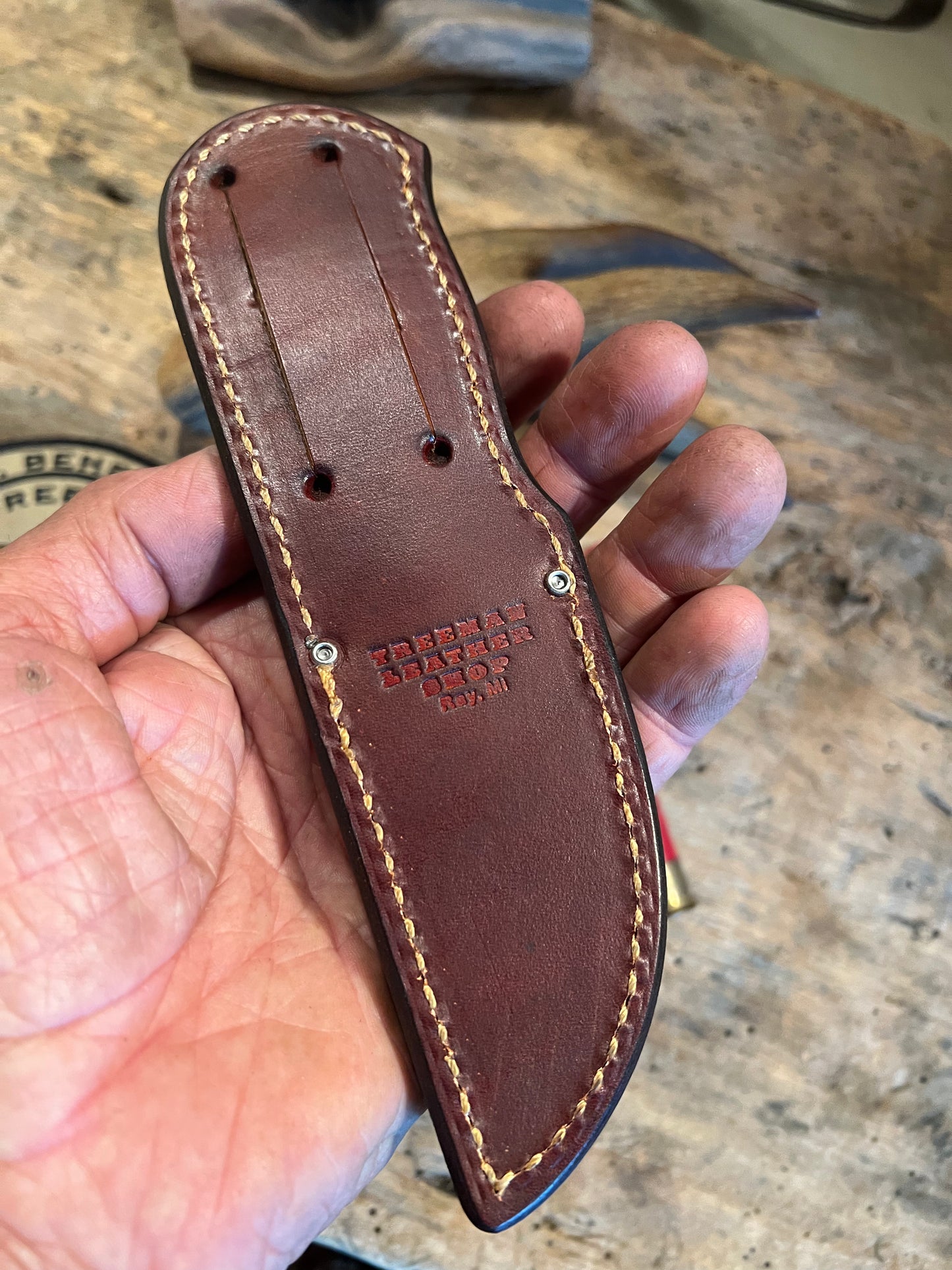 J. Behring Treeman Ivory Caper Ostrich sheath