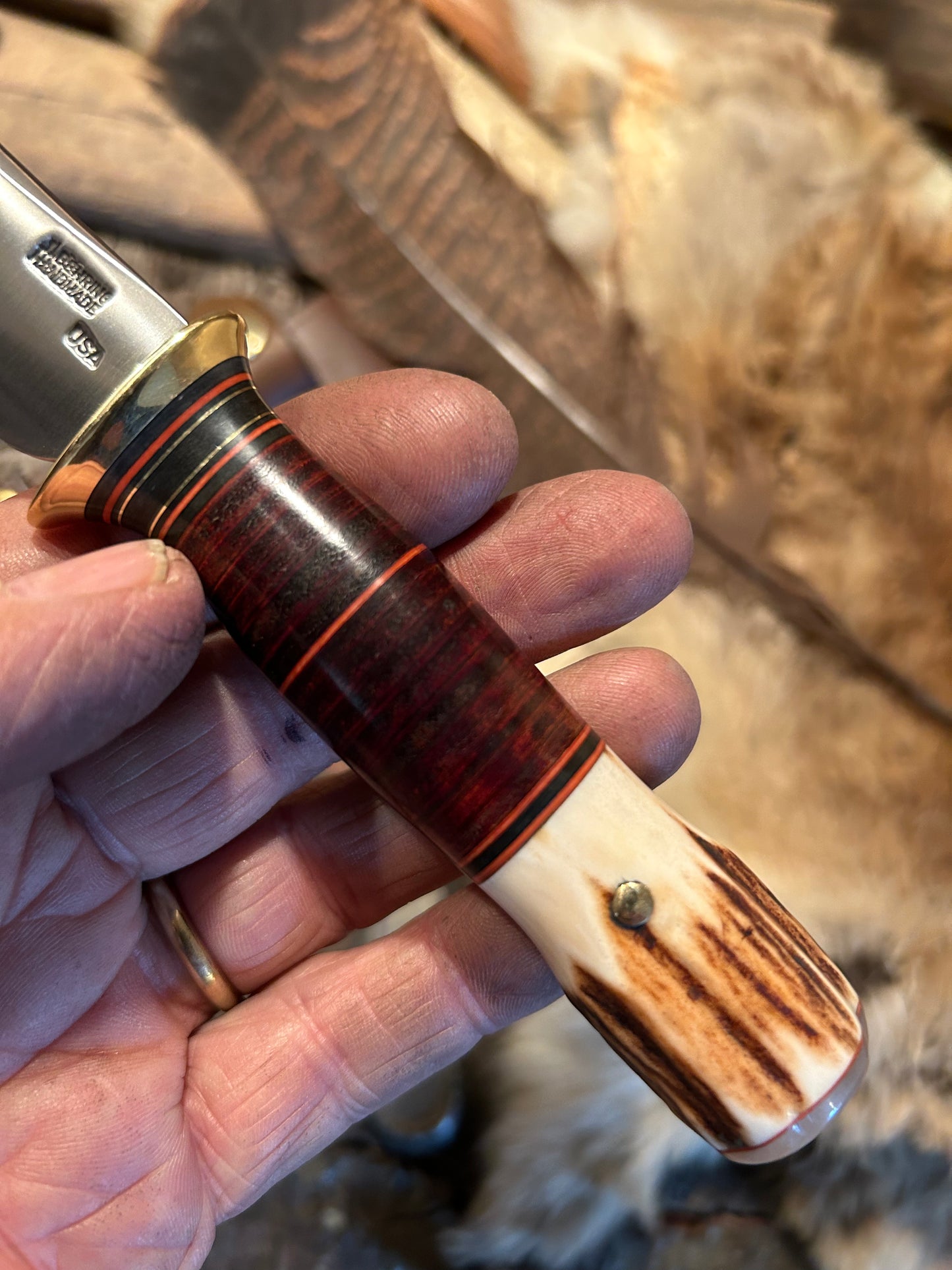 J. Behring Deer & Trout AEB-L Stainless Horsehide Stag Musk Ox