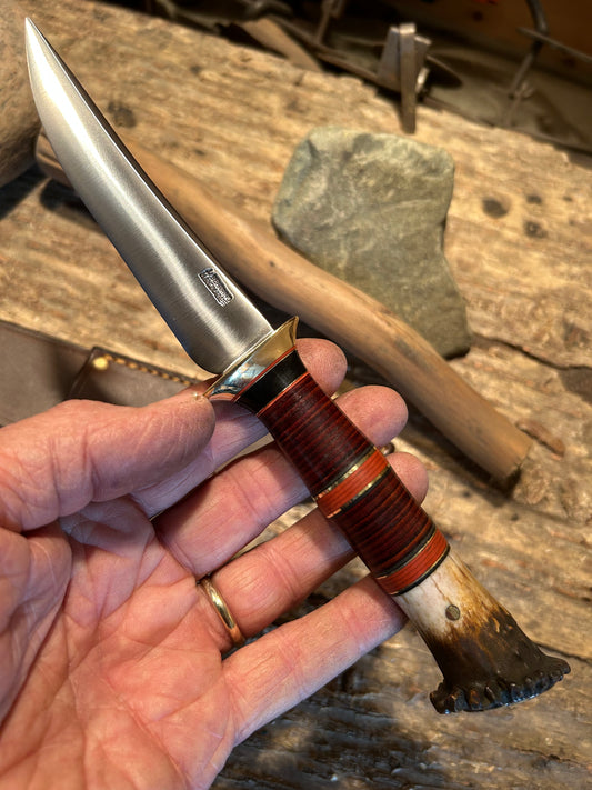 J. Behring Scagel Style Stainless Deer & Trout Horse Hide crown Stag