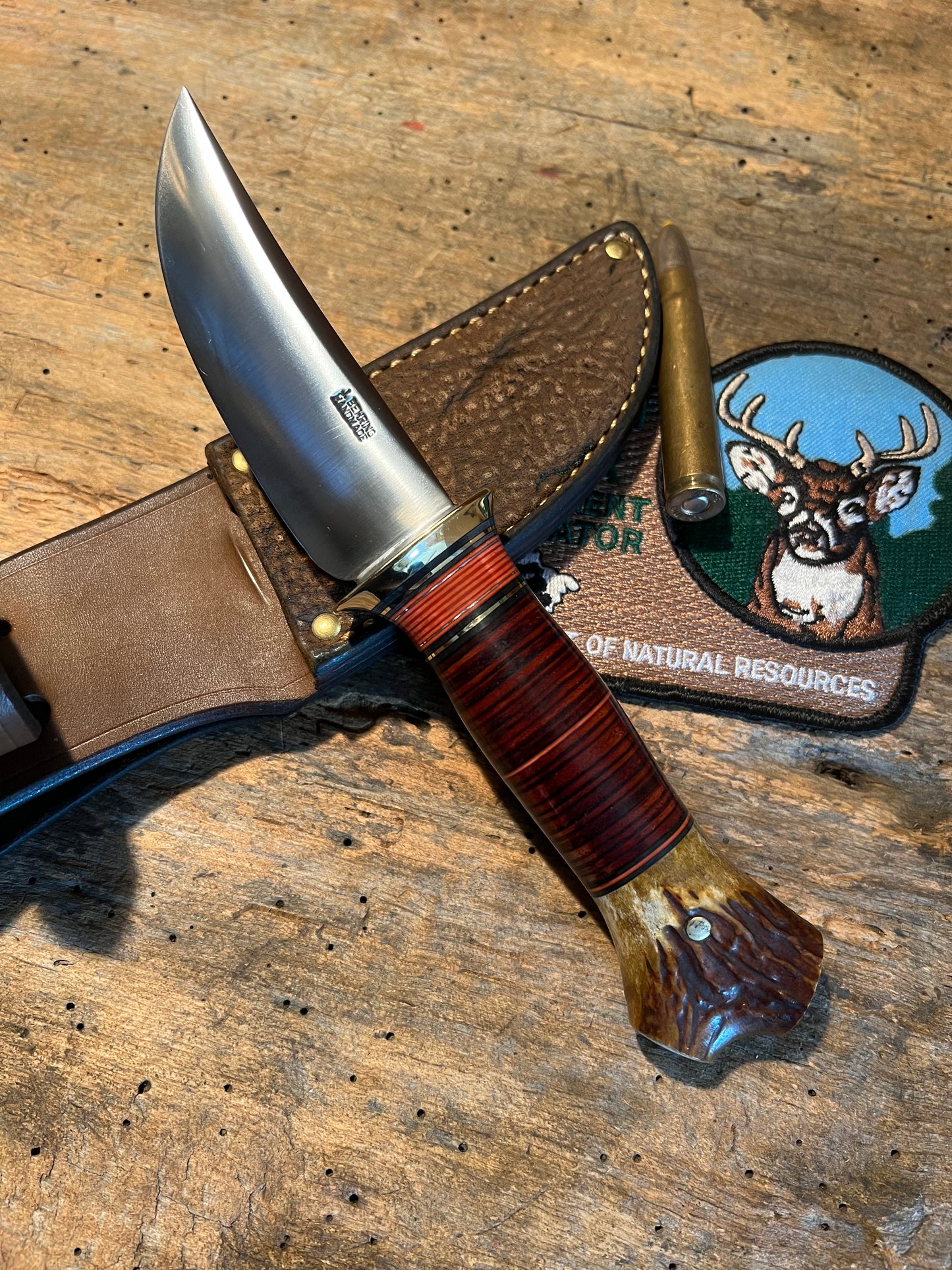 J. Behring Handmade Caper Horsehide crotch Stag Giraffe Sheath