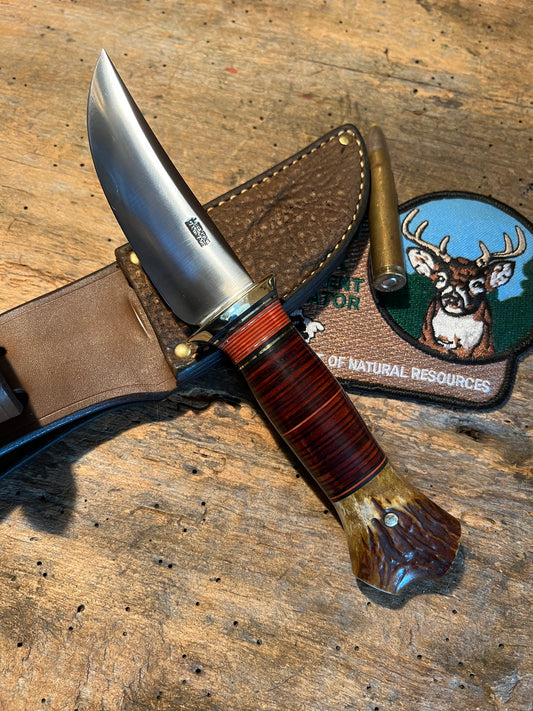 J. Behring Handmade Caper Horsehide crotch Stag Giraffe Sheath