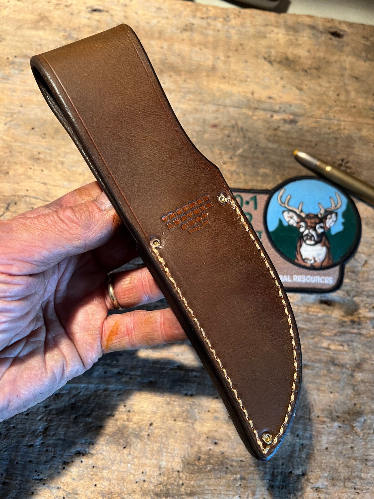 J. Behring Handmade Caper Horsehide crotch Stag Giraffe Sheath